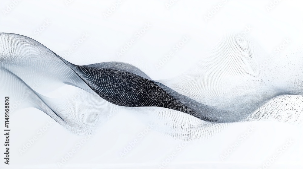 Poster abstract futuristic wave design. dynamic particle network forms flowing wave. modern tech style back