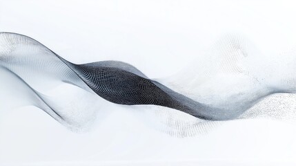 Abstract futuristic wave design. Dynamic particle network forms flowing wave. Modern tech style background. Big data visualization. Network structure shows connectivity, data flow. Geometric shapes