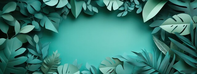 Plant leaf green leaves background tropic palm foliage frame tree. Forest green greenery plant leaf pattern wall garden exotic vertical backdrop tropical seamless branch border rainforest design fern.