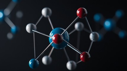 Atomic Structure Model on Solid Black Background
