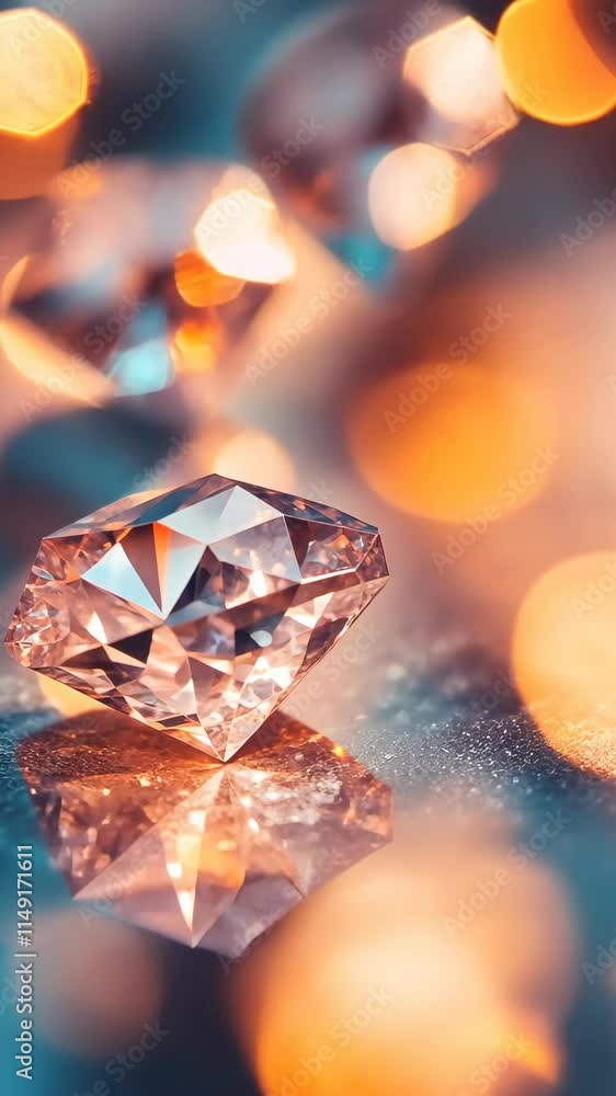 Poster captivating diamond reflecting warm light in a blurred background of colorful bokeh at an elegant di