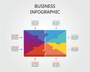 Jigsaw template with number for infographic for presentation for 8 square element