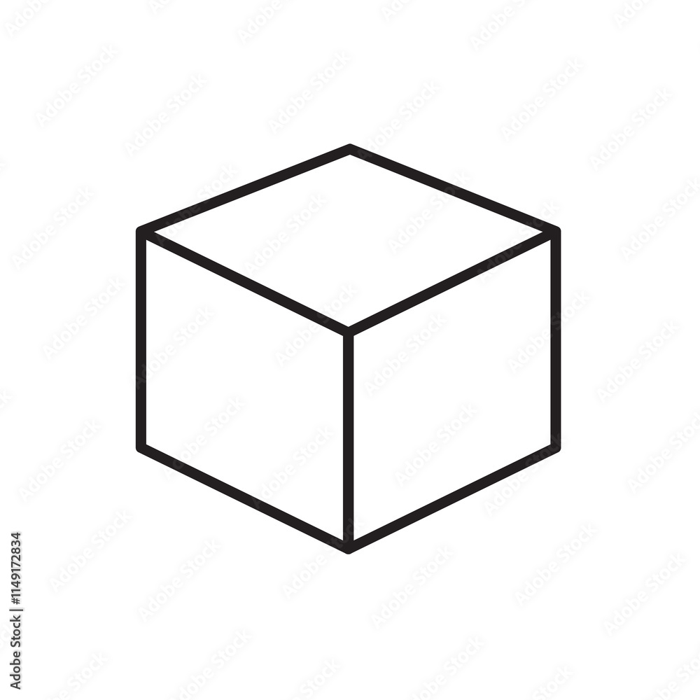 Poster box, cube icon. vector flat black linear illustration for web and app..eps