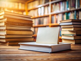 Fototapeta premium Macro Library Card Photography: Close-up Blank Notecard on Books