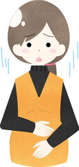 落ち込む妊婦の水彩風イラスト