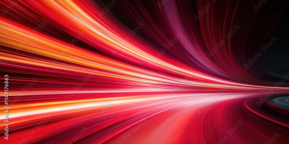 Aufkleber abstract vibrant red light streaks create dynamic motion blur effect. fast speed, energy implied by 