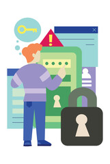 Cyber Security Flat Design Illustration