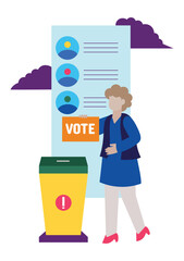 Voting Activity in Flat Design Illustration