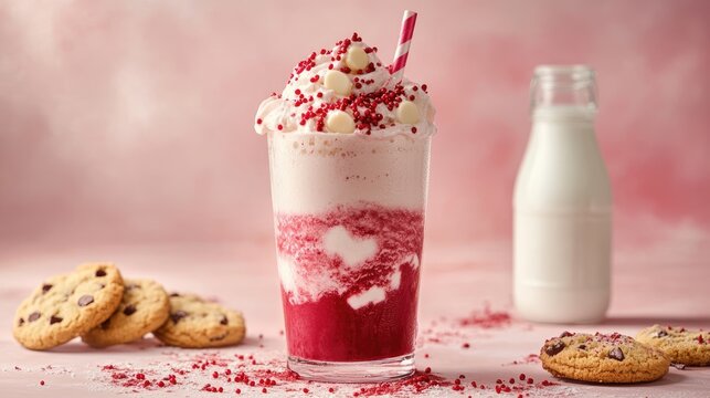Red Velvet Milkshake with White Chocolate and Cookies