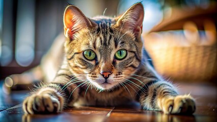 Macro Photography of a Stretching Cat: Paws, Fur, and Muscles in Exquisite Detail