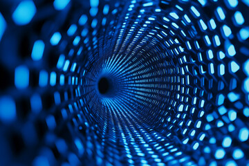 Naklejka premium Blue geometric shape abstract technology background with hexagons and circles