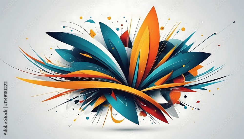 Poster abstract colorful explosion of dynamic shapes and lines