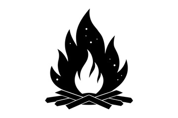 A flaming campfire with sparks silhouette