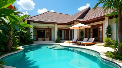 A private villa with a personal pool and lush greenery