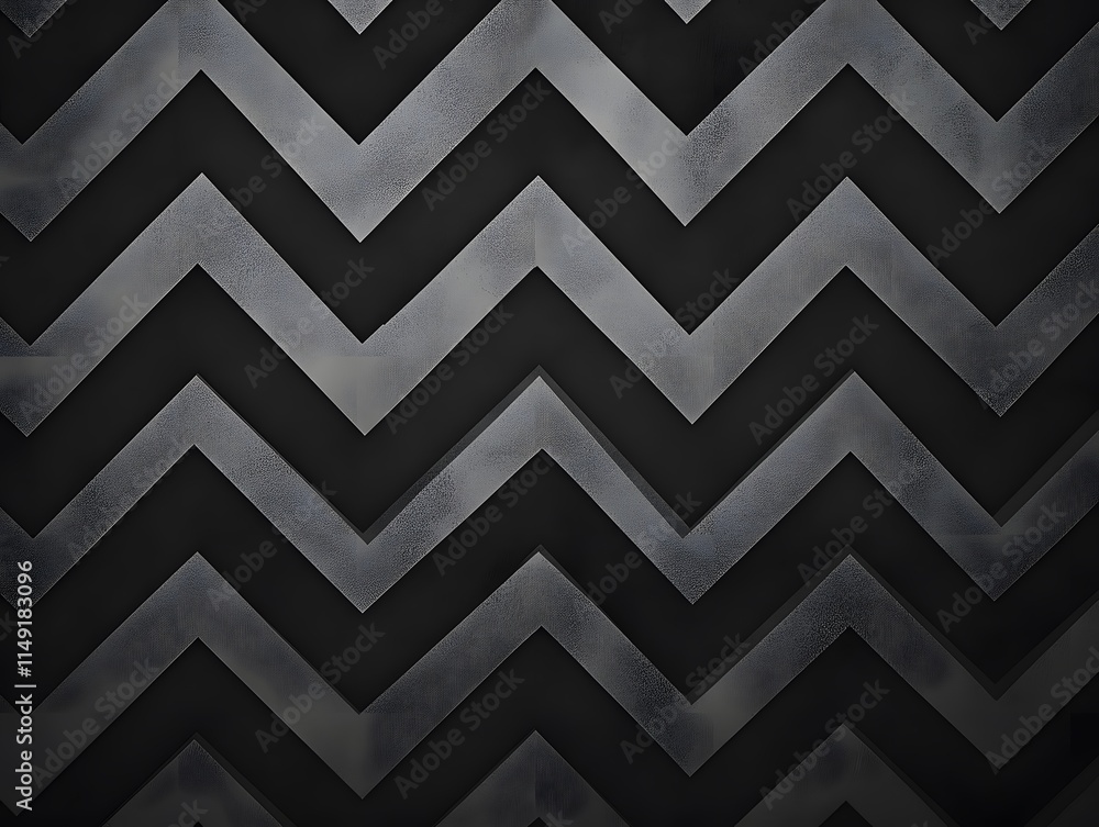 Poster a textured pattern featuring zigzag lines in shades of gray against a dark background.
