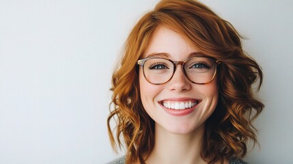 Obraz premium Young Businesswoman Smiling Brightly in Professional Setting