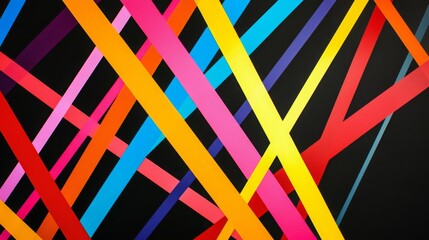 Bold Neon Lines in Dynamic Arrangement