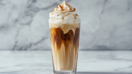 Iced Coffee with Whipped Cream and Cinnamon