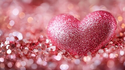 Fototapeta premium Sparkling heart decoration romantic setting image blurred background
