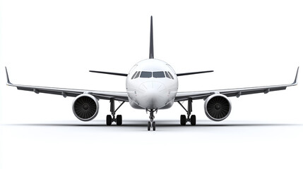 Front view of airplane isolated on white background. business airline journey or trip, aircraft...