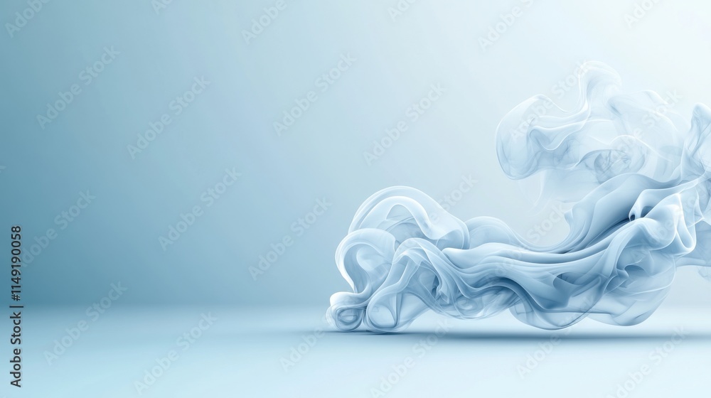 Poster elegant swirling smoke on soft light background creating ethereal atmosphere and visual serenity for