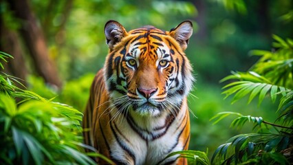 Obraz premium Majestic Bengal Tiger in Indian Wildlife Sanctuary - Endangered Species Drone Photography