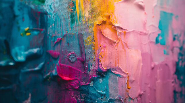 Vibrant and Abstract Oil Painting Art Background in a Kaleidoscope of Colors