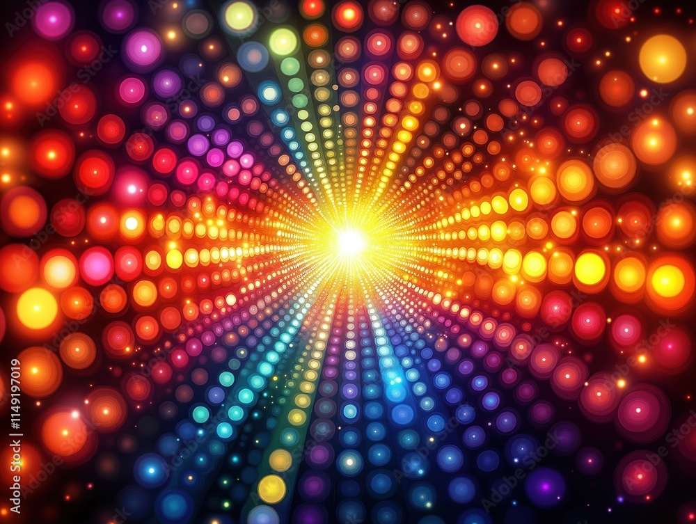 Poster colorful abstract illustration with bokeh effect. vivid circles, bright lights create dynamic design