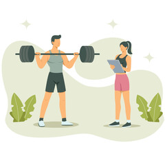 illustration of weight training