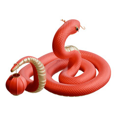 Chinese New Year Of Snake Isometric Rear View 3D Design Element