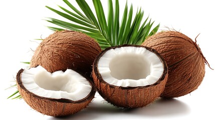 coconut tree with coconuts isolated on white background