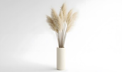 Pampas grass in vase, minimal, neutral colors.