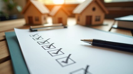 Real estate checklist for home buyers office space digital document indoor workspace close-up property management guide