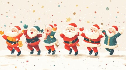 Fototapeta premium An AI-created holiday parade with Santa Claus. It's a unique festive display. Ideal for holiday celebrations, digital art showcases.