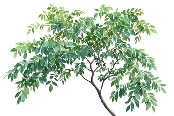 Fototapeta premium ash tree with green leaves isolated on white background