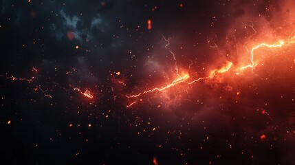 Fototapeta premium Fiery Cosmic Lightning Storm: A Digital Masterpiece