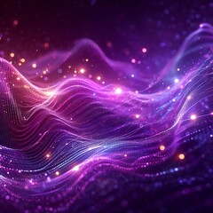 Obraz premium Futuristic abstract background with glowing stars and vibrant waves in red and purple tones