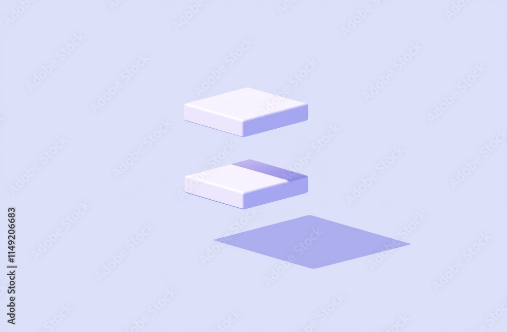 Poster two floating isometric cubes, creating a minimalist design.