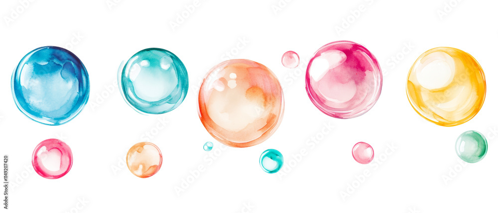 Poster set of bubbles isolated transparent background