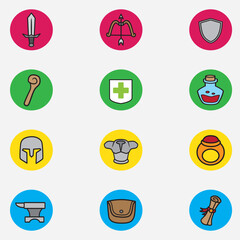 set of game rpg with color  good for symbol, logo, UI, element design
