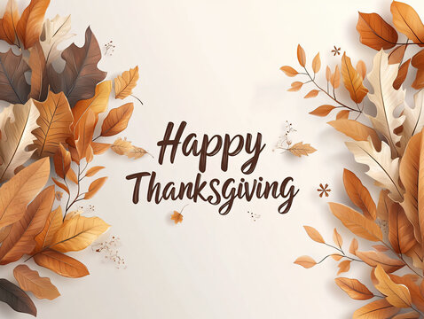 Happy Thanksgiving greeting hand-drawn autumn leaves rustic elegant simplicity warm seasonal holiday content festive invitation wallpaper campaign marketing banner social media wildflower rustic