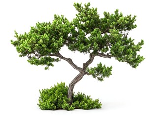 juniper tree with small berries isolated on white background