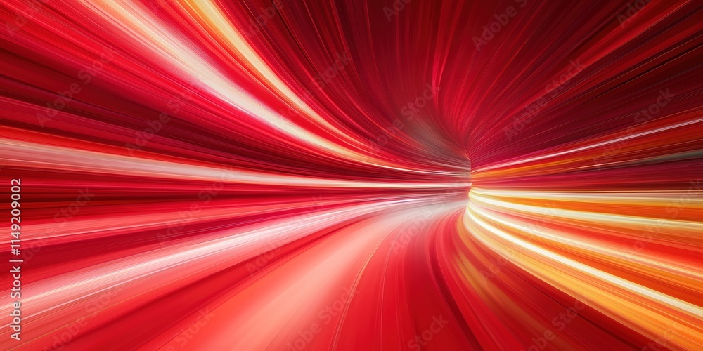 Poster abstract vibrant red light leaks create motion blur effect. dynamic glowing streaks blend into tunne