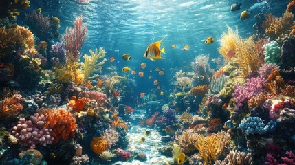 Fototapeta premium Vibrant Underwater Coral Reef Ecosystem