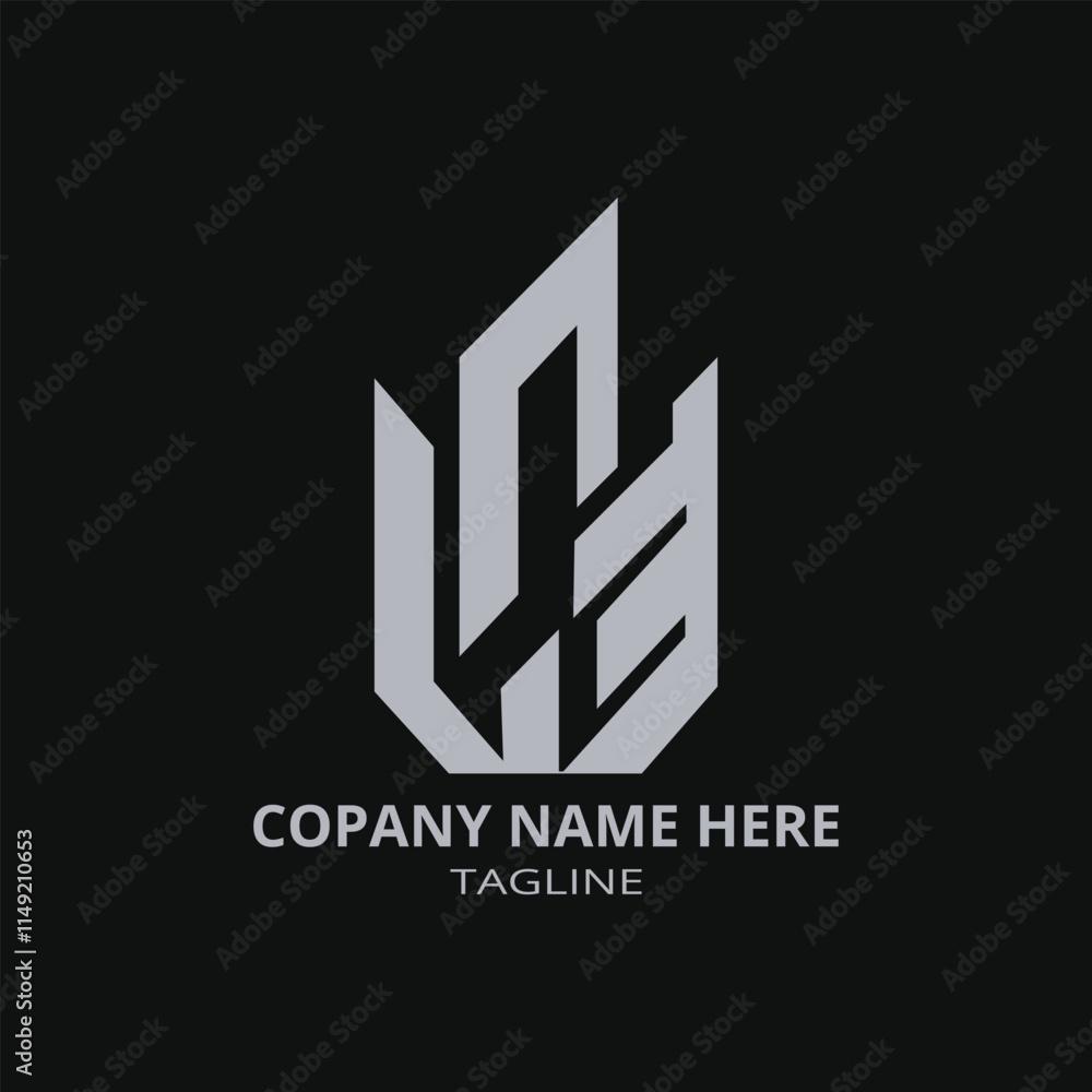 Poster modern geometric logo design with abstract shapes resembling a monogram. the placeholder text reads 