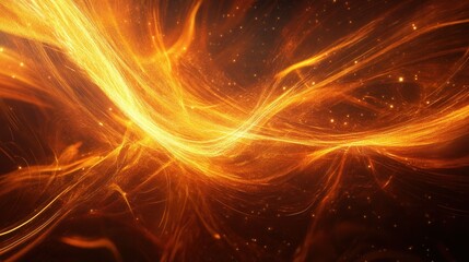 Abstract Fiery Orange and Gold Swirling Energy Background - Glowing Cosmic Nebula Texture