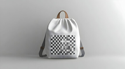 White Drawstring Backpack 3D Illustration