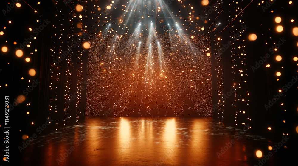Poster stunning lighting effects create an enchanting atmosphere in a performance space.