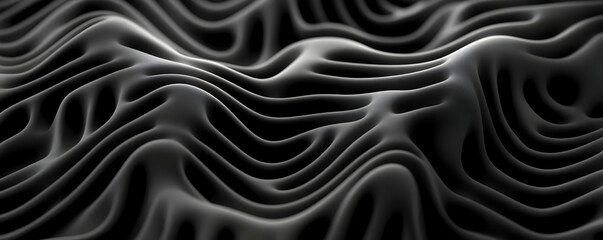 Obraz premium Dark Gray 3D Wave Abstract Background Illustration