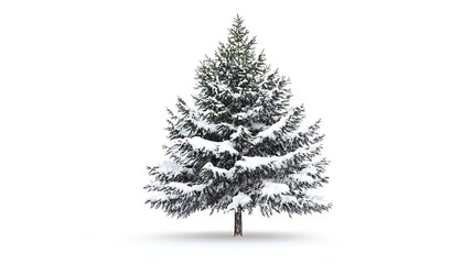 Fototapeta premium pine tree with snow-covered branches isolated on white background